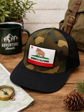 Mammoth California Camo Trucker Hat - Green & Black
